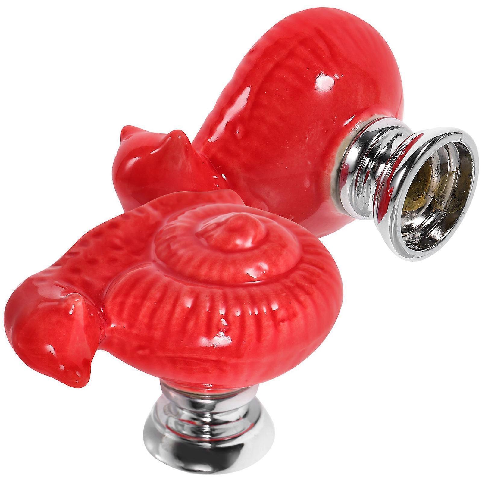 Toilet Tank Flush Button Snail Shape Bathroom Accessories Red 4.50X2.80X2.60CM Water-saving Easy Installation 2Pcs