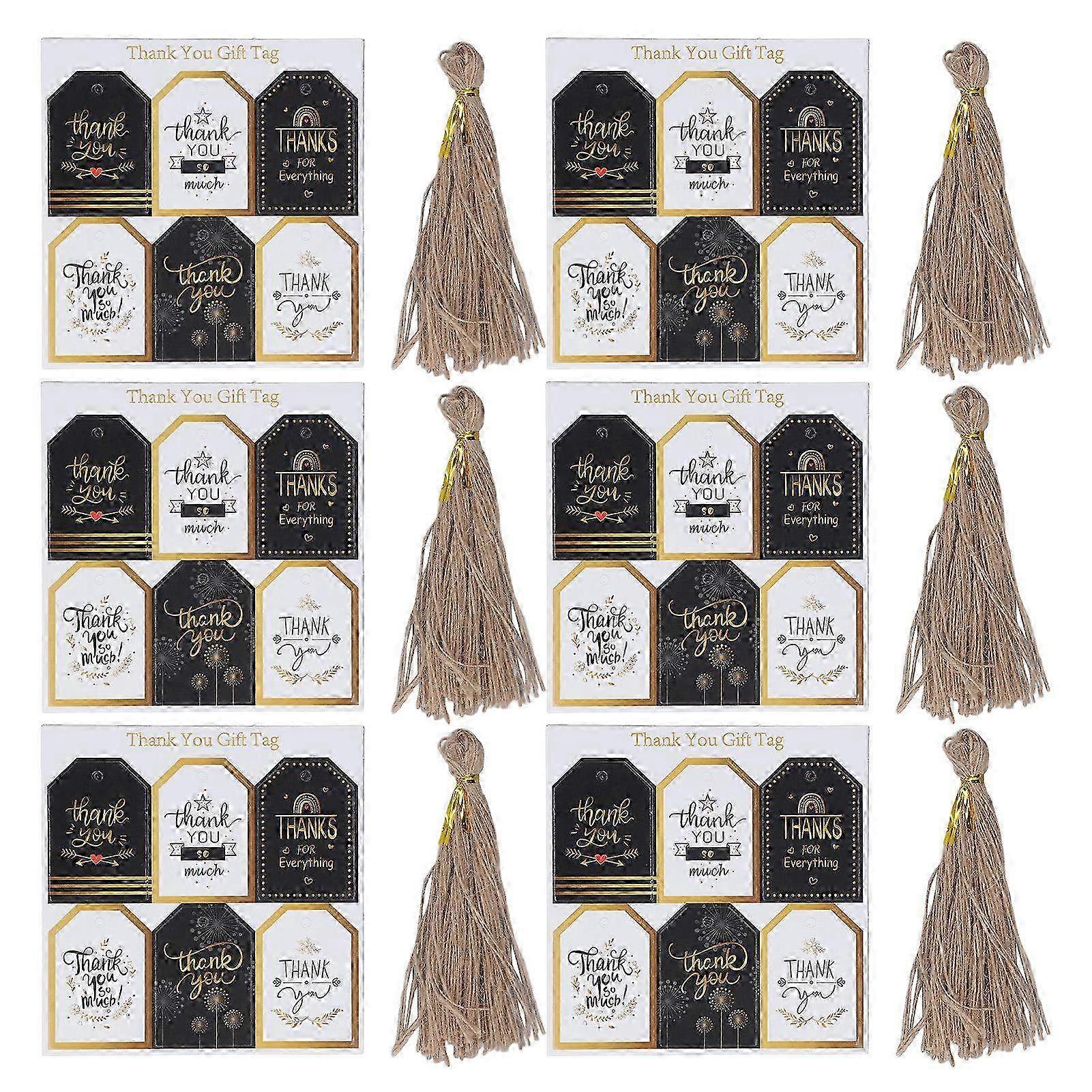 144pcs Thank You Gift Tag Cards with Durable Thick Design - Odorless Wrapping Labels with Hemp Rope for Presents and Decor