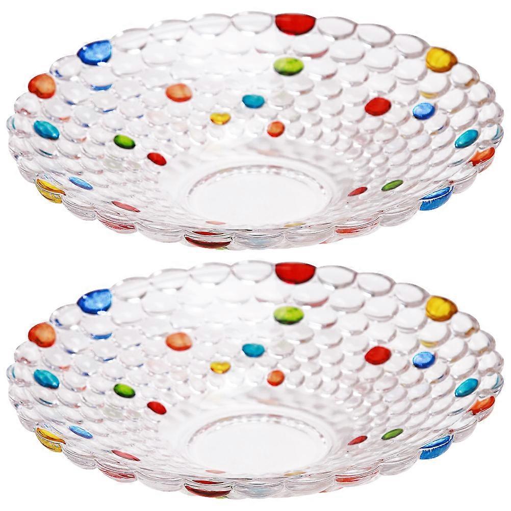 Lead-Free Colorful Dots Glass Serving Plate 2Pcs Square Shape Designed For Hosts Families In Various Occasions