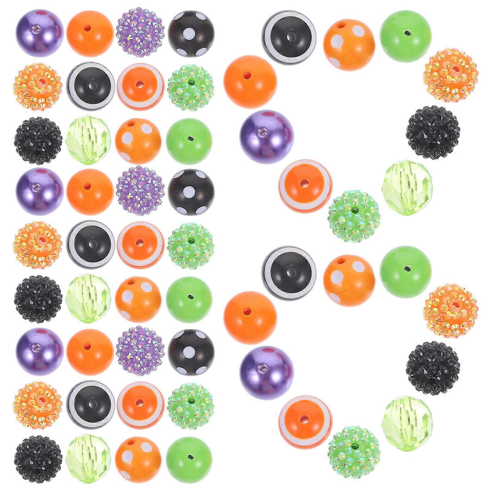 DIY Halloween Beads 50Pcs Assorted Color Round Acrylic Beads For Crafting And Jewelry Making Purposes