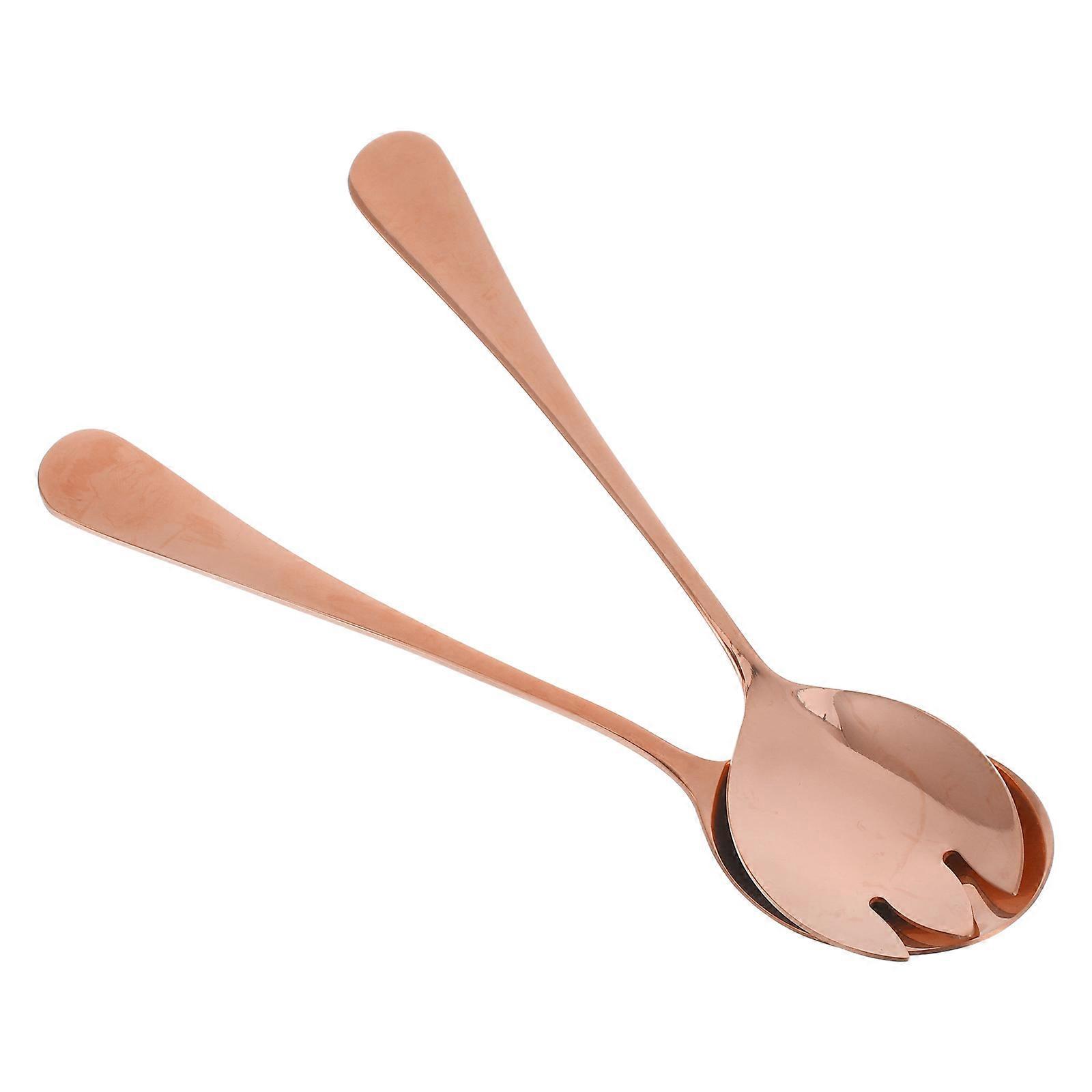 Stainless Steel Utensils Set Serving Spoon And Fork For Restaurant Dining 20X4.60X0.10CM Rose Gold Color 1 Set