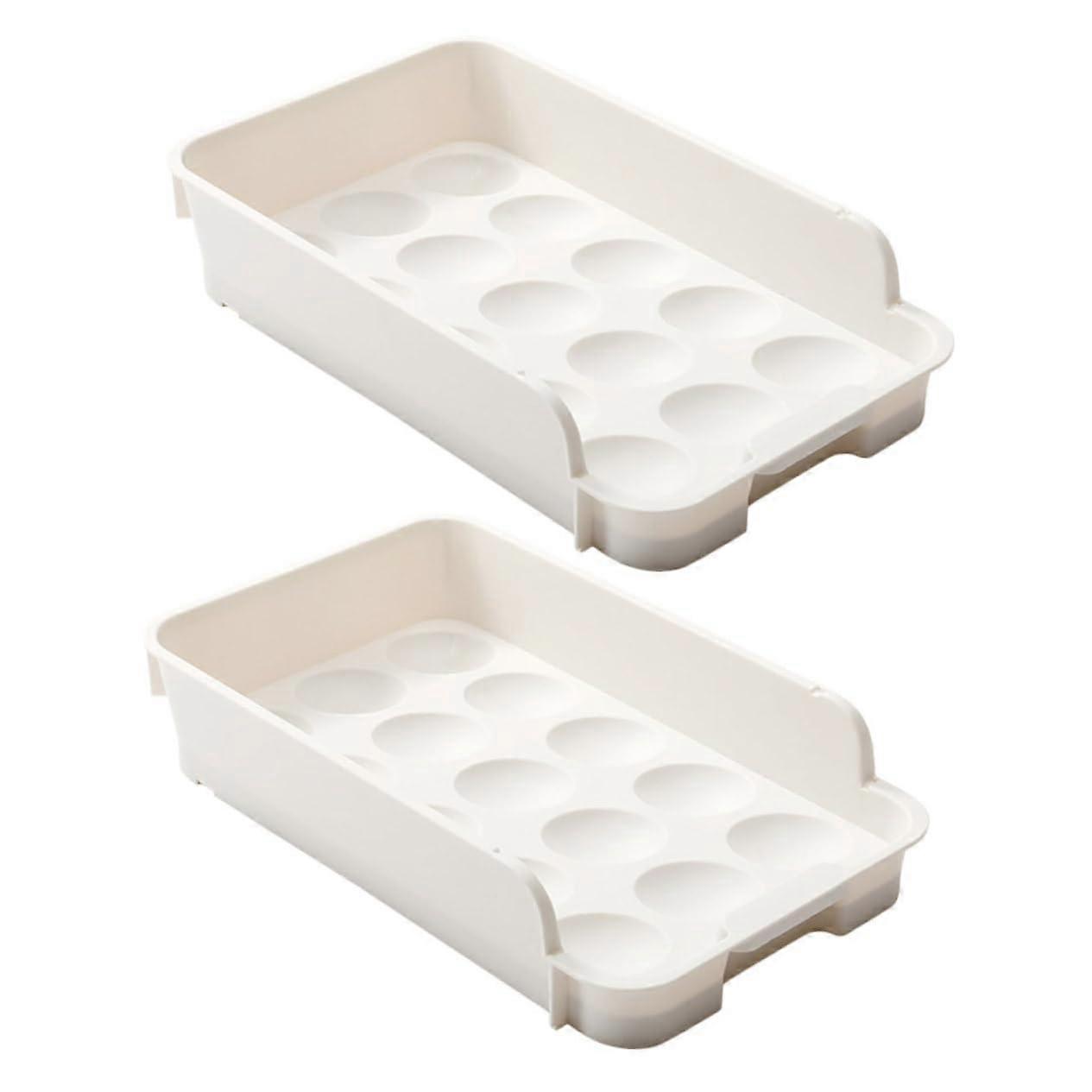 Egg Storage Box (2 Pack) - Stackable Fridge Egg Organizer, Multi-Functional Refrigerator Egg Storage Solution