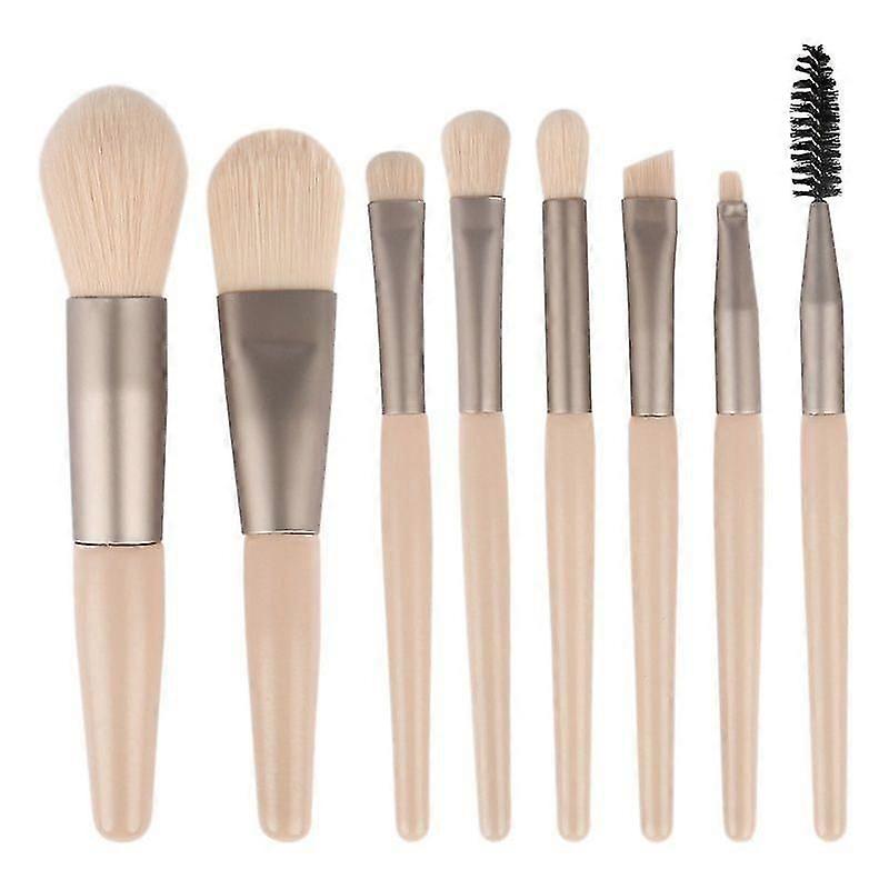 Compact 8-Piece Travel Makeup Brush Set with Convenient Storage Pouch