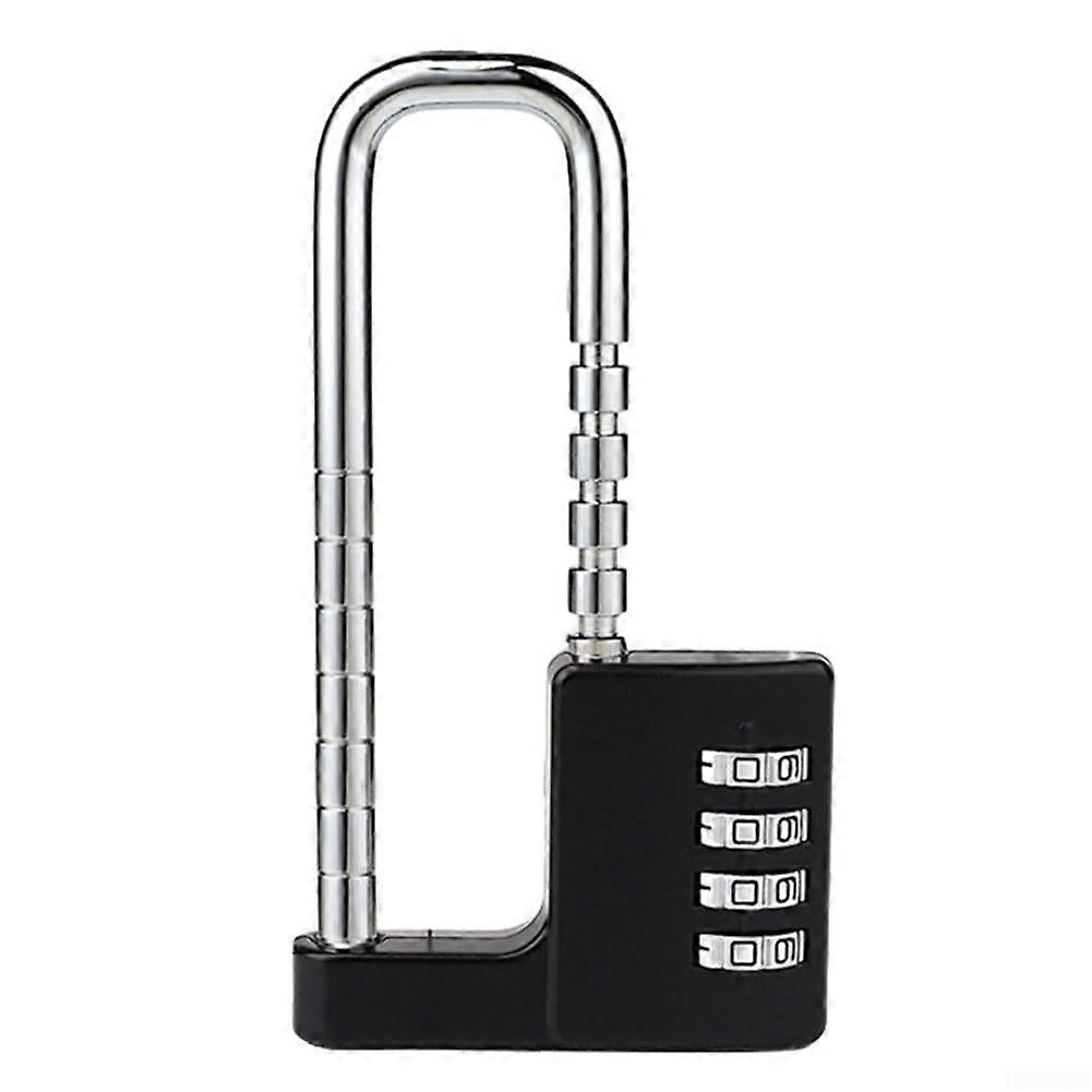 U-Shaped Lock With Adjustable Alloy-Steel Door Handle, Mechanical Password Padlock, Black, Sturdy Construction
