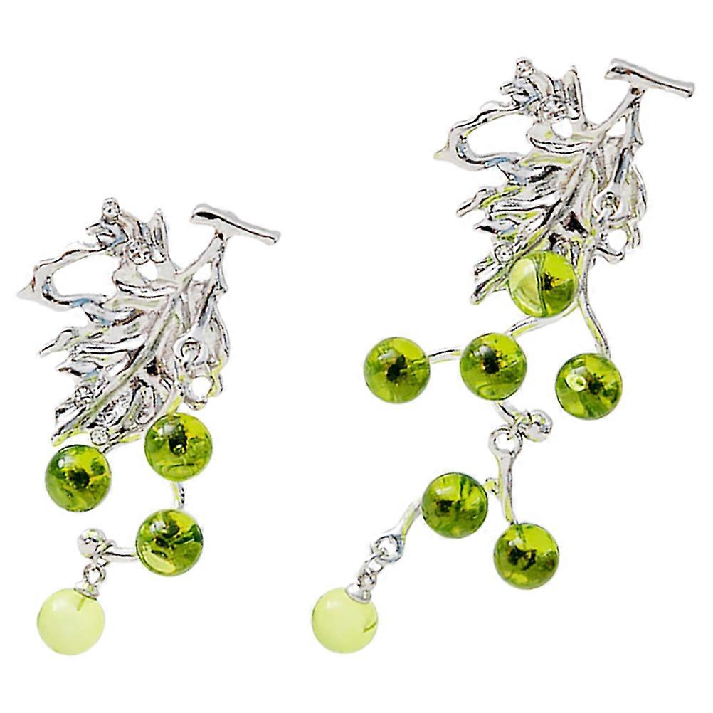 Dainty Multi Colored Grape Dangle Earrings for Bride Unique Asymmetrical Alloy Costume Jewelry Size 1 Pair