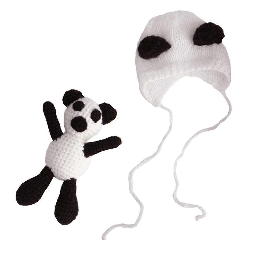 Infant Photo Costume, Warm Knitted Hat with Panda Character, Comfortably Adjustable