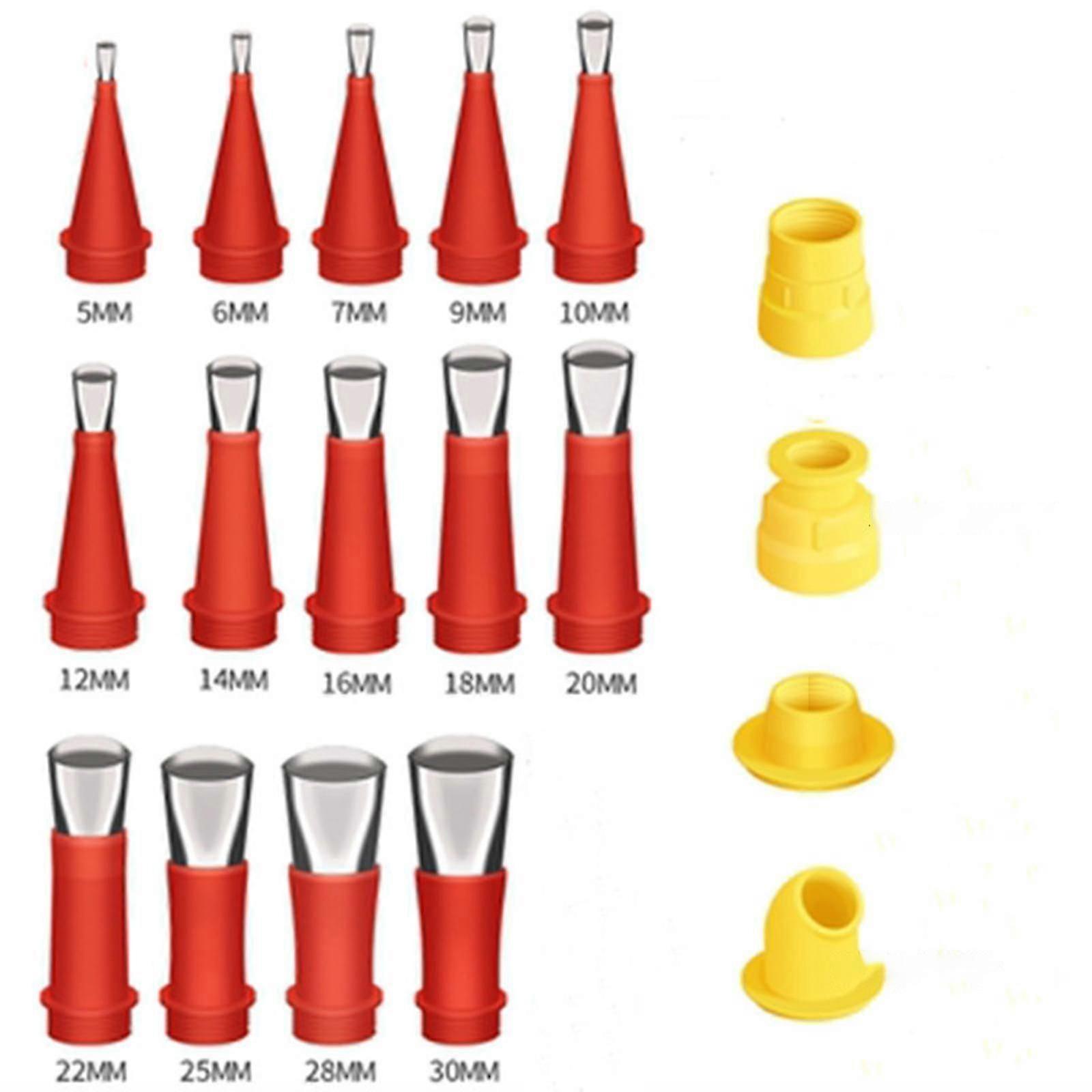 14pcs εφαρμοστής ακροφυσίων caulk από ανοξείδωτο χάλυβα, ακροφύσιο εργαλείων άκρης ακροφυσίων caulk, με το ακροφύσιο φινιρίσματος καλαφατίσματος βάσης