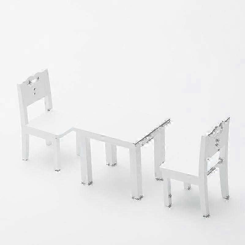 Children's table and chair simulated furniture three-piece set, Blue wood, Compact and three-dimensional, Smooth surface