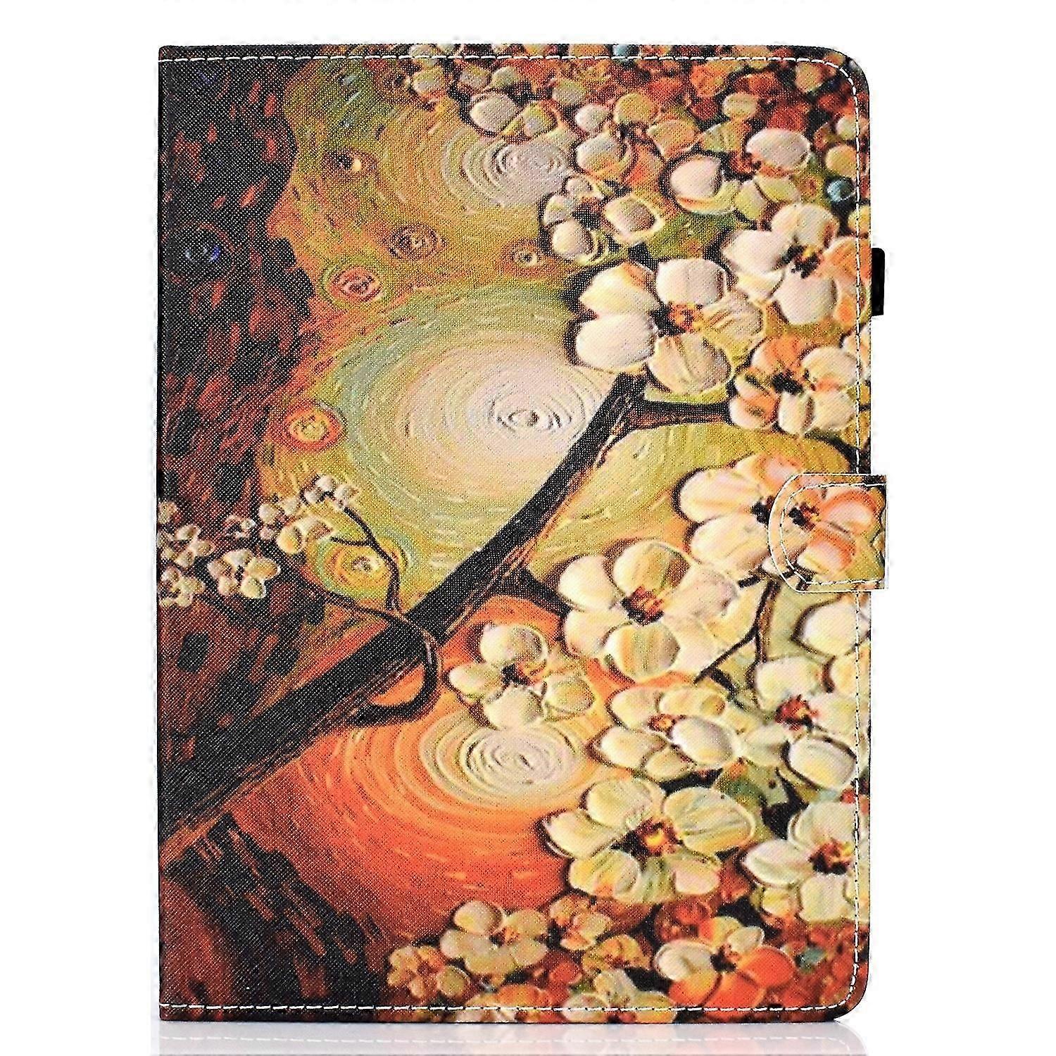 Tablet Case For Lenovo Tab P11 Gen 2 Sewing Thread Horizontal Painted Tablet Leather Case with Pen Cover(Plum Blossom)