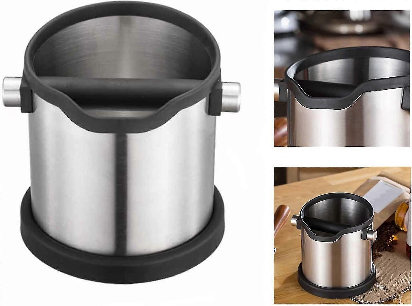 Coffee Knock Box, Espresso Coffee Grind Bin, Stainless Steel Coffee Grounds Container Knock Out Box, Coffee Bucket With Removable Knock Bar And Non Sl