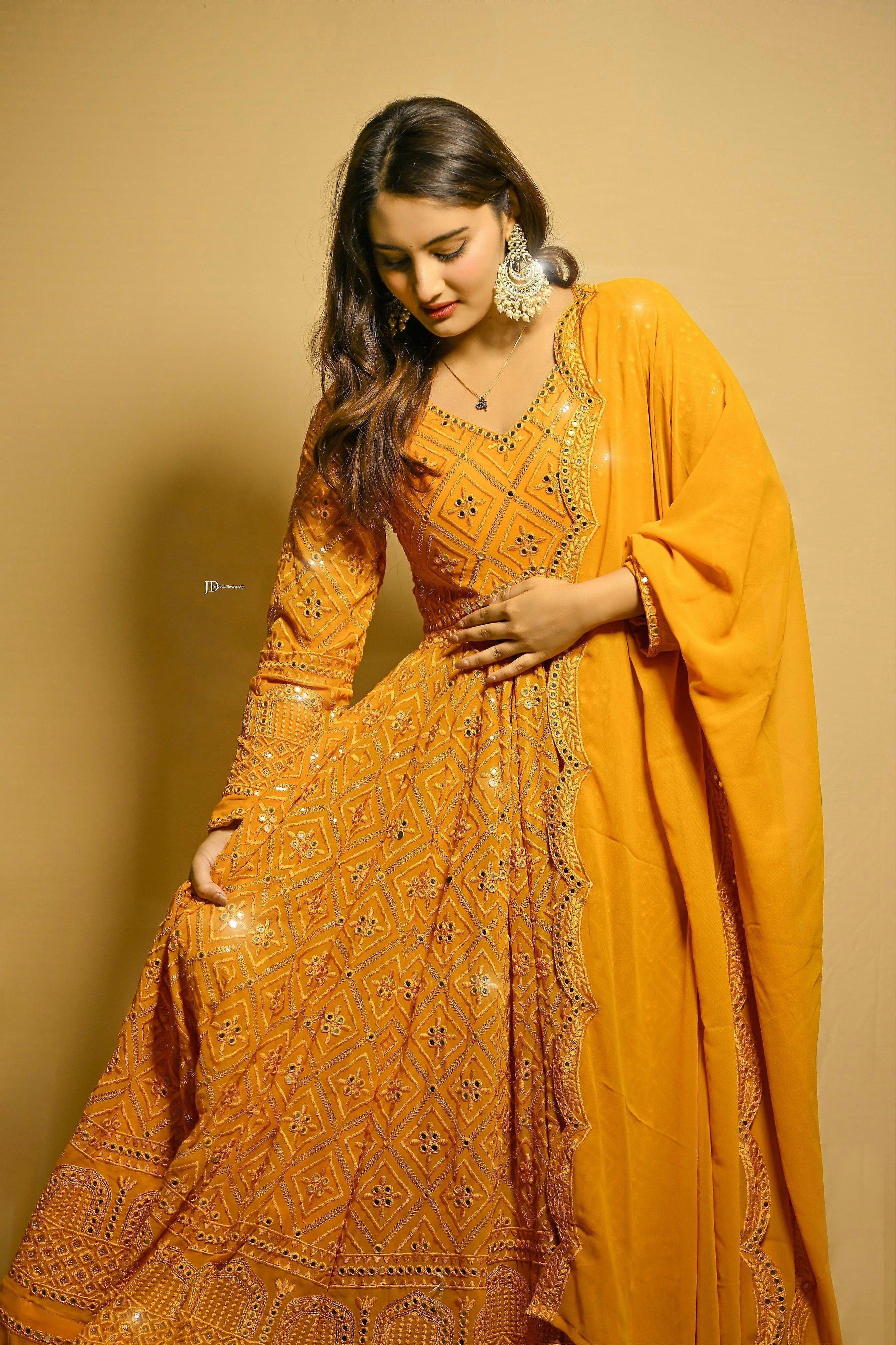 Fab Zone Beautiful Anarkali Gown with Embroidered Pant and Dupatta For Women