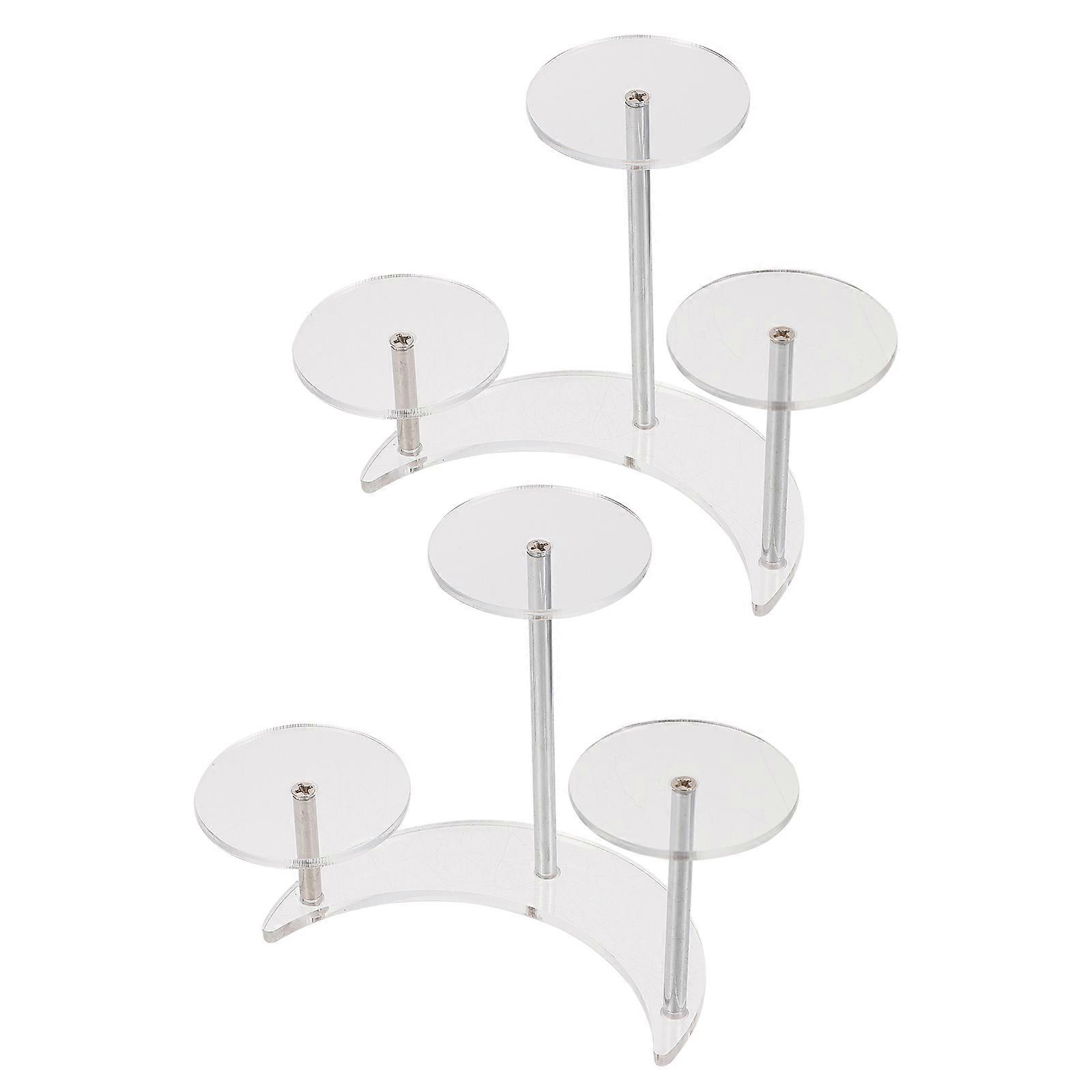 Transparent Acrylic Display Rack for Small Items with Moon Shape Design and 360° View 4.5 Inches
