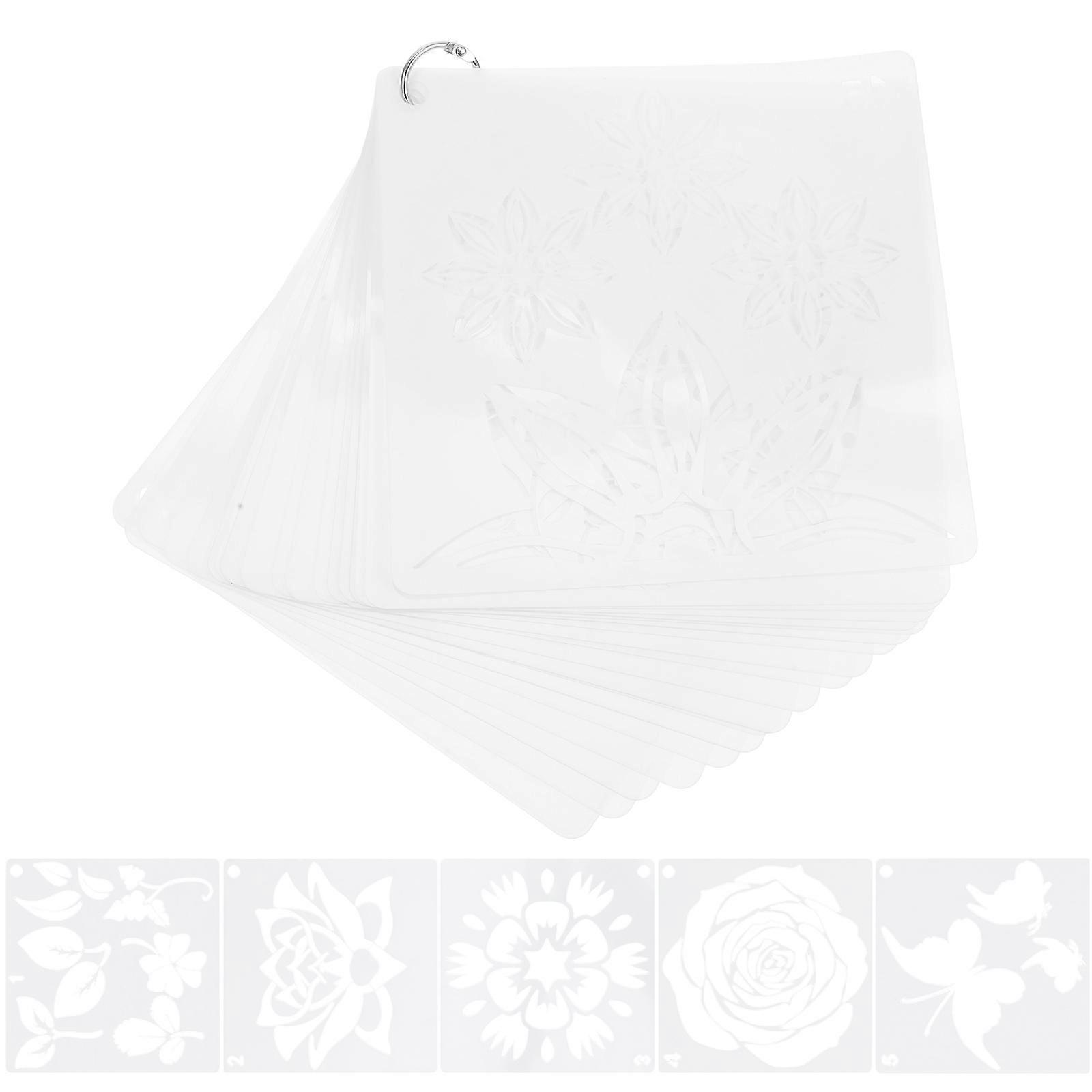 Flower Drawing Template 20Pcs Craft Stencils Plant Patterns Drawing Tools For Artists Art Creation Safe Plastic Material