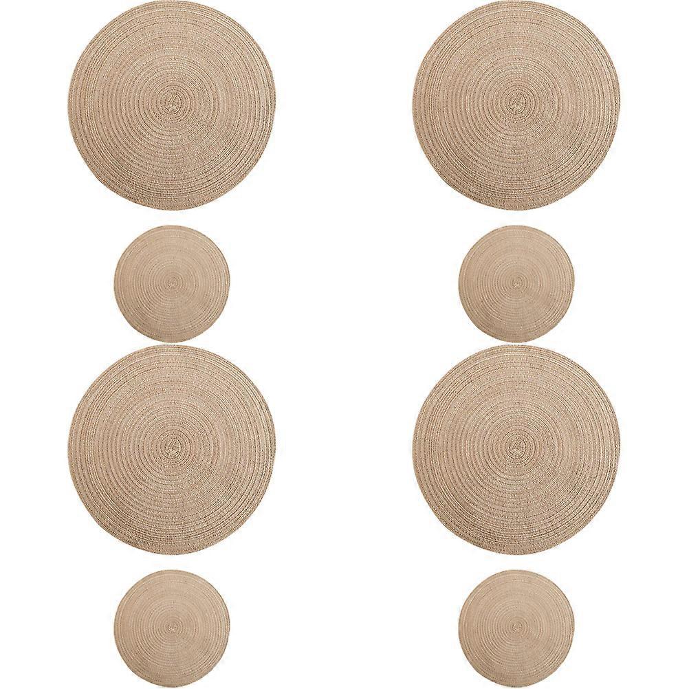 8Pcs Round Woven Placemat Anti-scalding Cushion Dining Table Usage Nordic Style Versatile Kitchen Ware