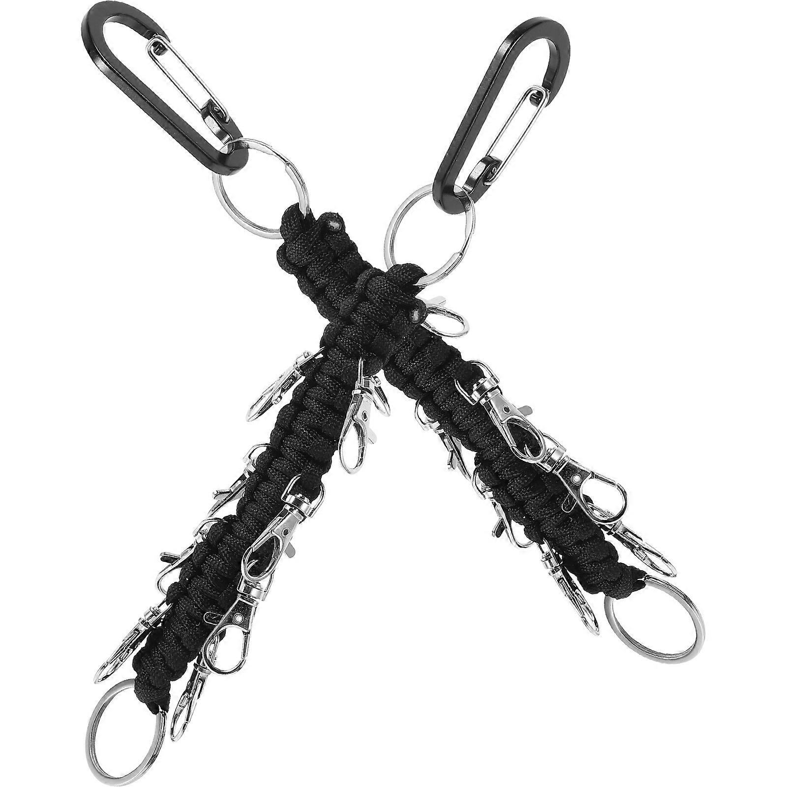 Stylish Keychain Cord 2Pack Outdoor Activities Hanging Chain Multi-Functional Black Color Durable Design