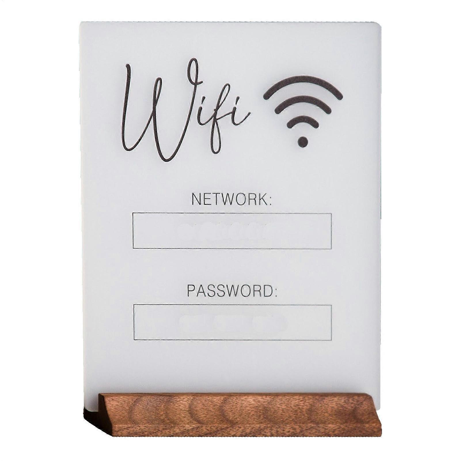 Acryl WiFi Sign with Wooden Stand for Guest Room  Home Message Plate