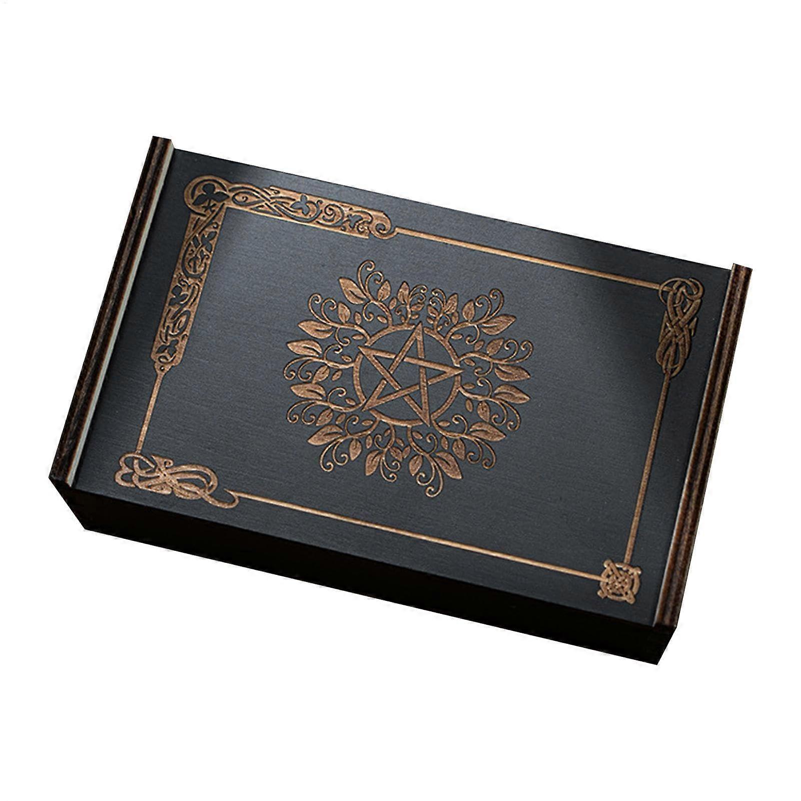 Push Pull Tarot Storage Box - Large Capacity Wooden Tarot Card Holder, Reusable Decorative Cube Organizer for Desktop and Table