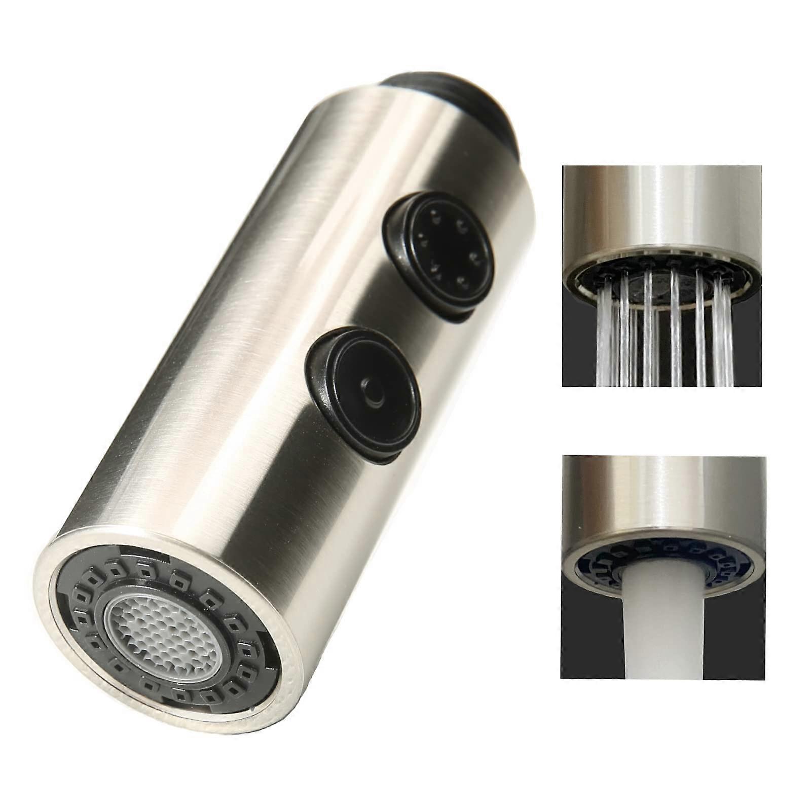 Upgraded Kitchen Faucet Head Replacement, 3 Function Spray Nozzle, 360° Rotating, Universal Compatibility, Brushed Nickel Finish