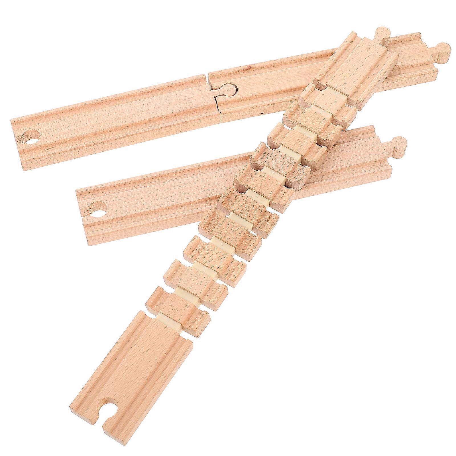 Wooden Train Tracks for Kids Easy to Assemble and Install Beige Synthetic Material 3Pcs