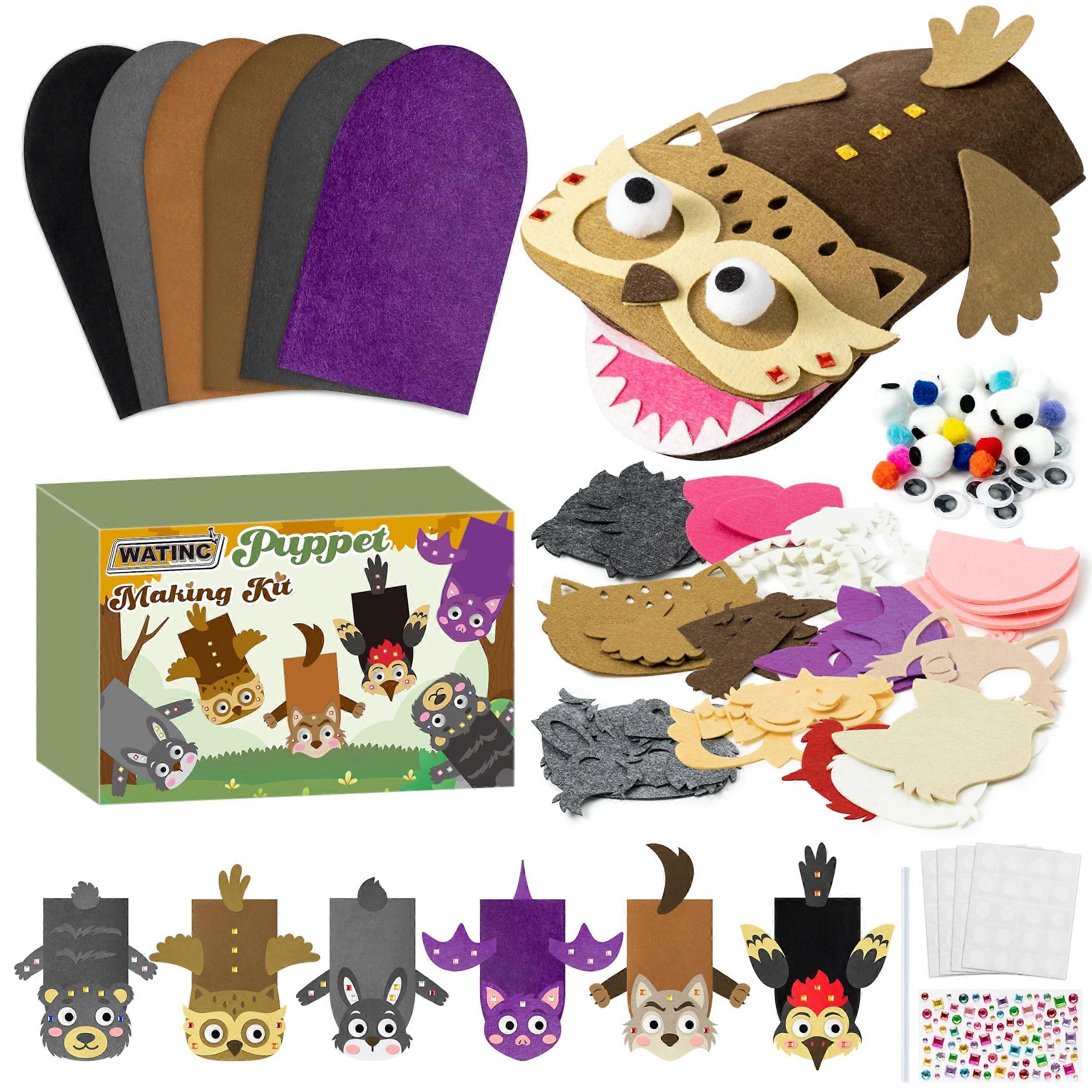 Felt Hand Puppet DIY Craft Set, Puppet Theatre, Gift for Kids (Forest B)