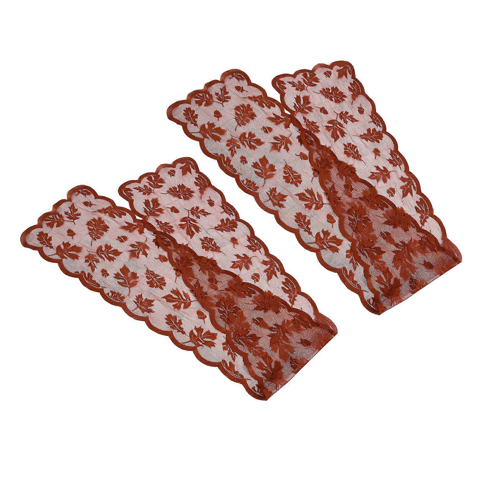 2pcs Rust Red Fall Table Runner Maple Leaf Pattern Thanksgiving Decor