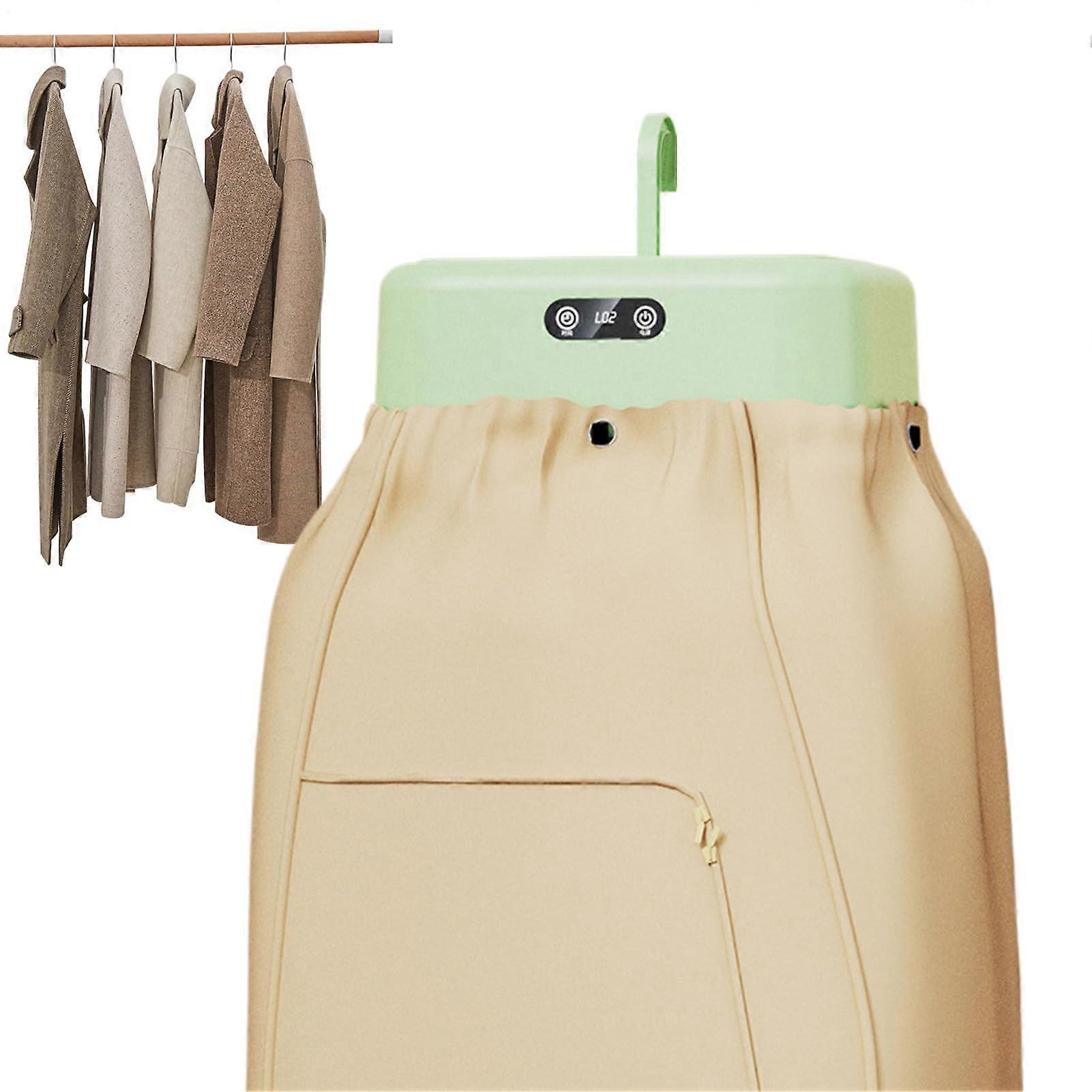 Portable Clothes Dryer, Compact Foldable, Timer, Dual Temperature Settings, Dust Cover, Green