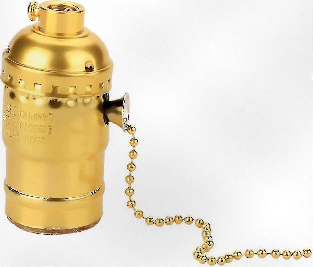 Retro E27 Aluminum Light Socket with Pull Chain for Desk Lamp - Stylish Vintage Lighting Solution