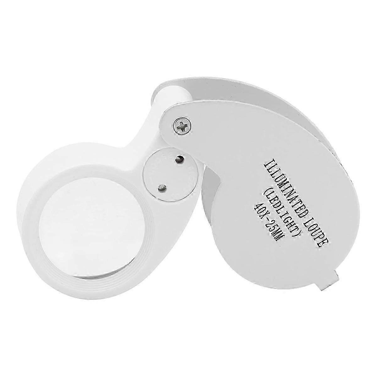 40X Illuminated Jewelers Loupe Magnifier - Portable Foldable Pocket Magnifying Glasses for Inspecting Diamonds & Gems