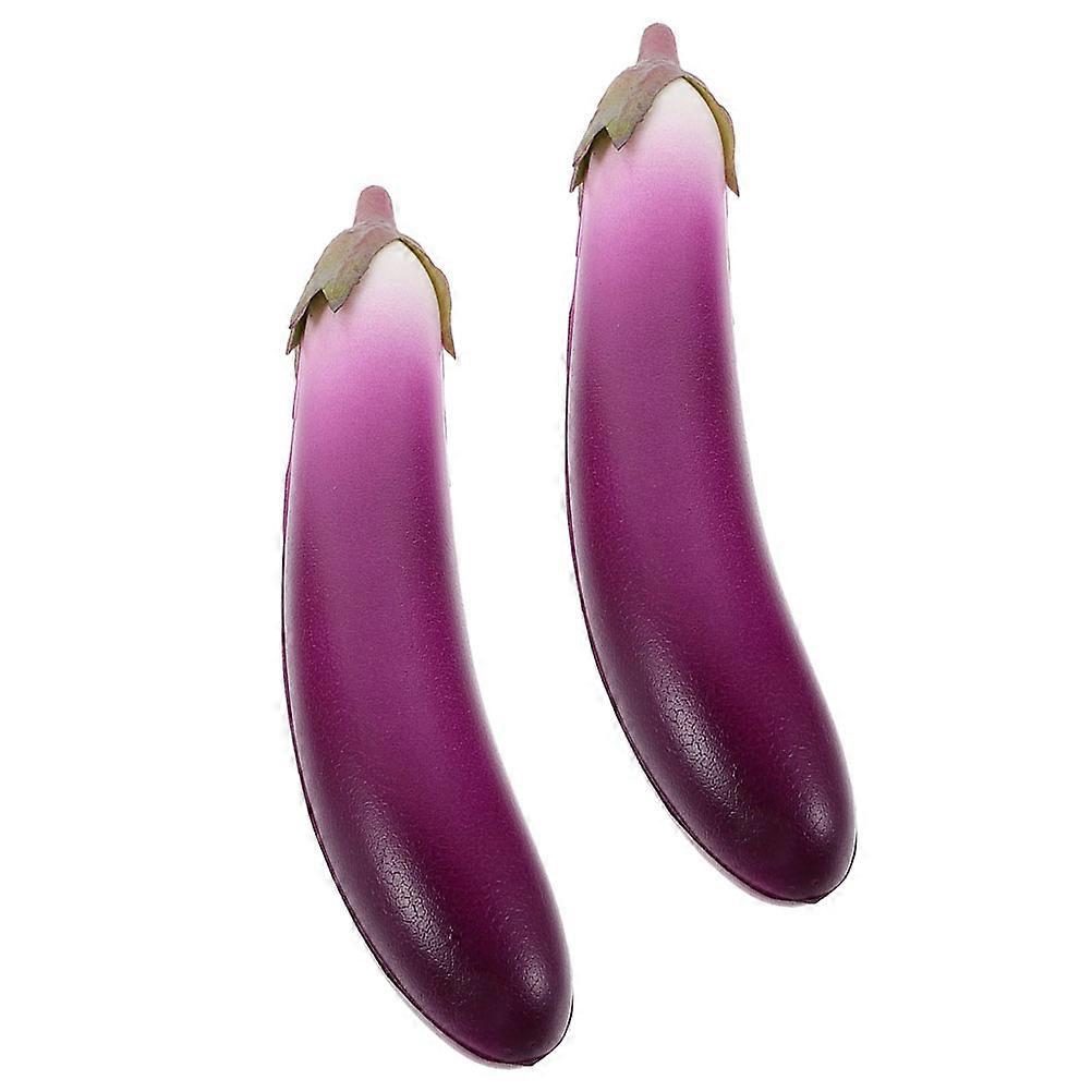 Fake Eggplant Model Restaurant Decor Purple Soft Pvc Material 2Pcs