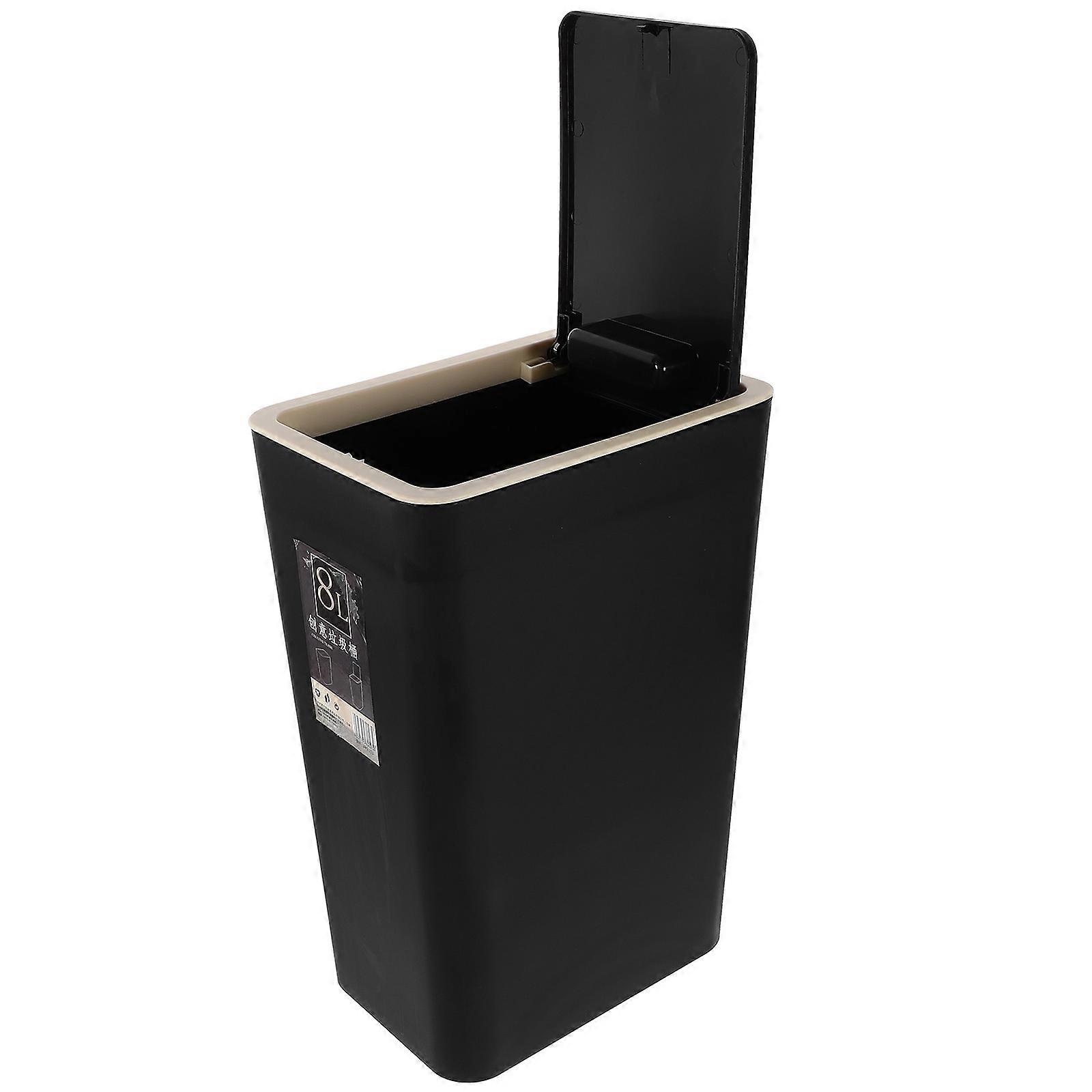 Garbage Can Kitchen Plastic Household Item Black Press-to-Open 1Set