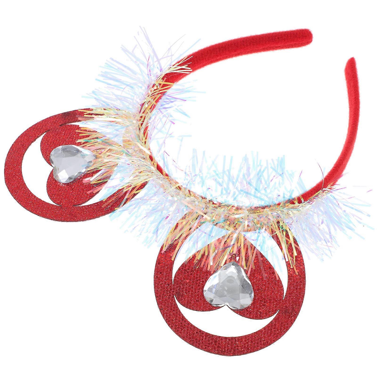Valentines Day Hair Band Heart Shape Felt and Glitter Material for Parties Photo Prop 1Pack