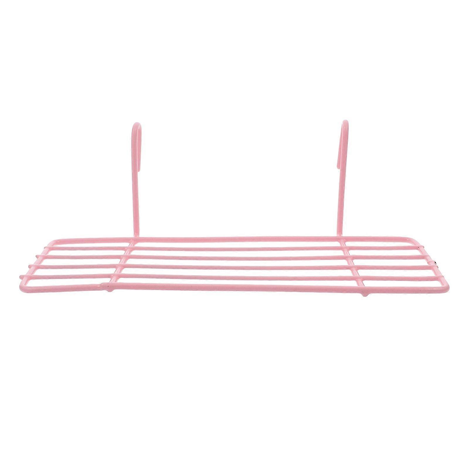 Hanging Wire Storage Basket Rack Straight Shelf Wall Organizer for Grid Panel Display (Pink)