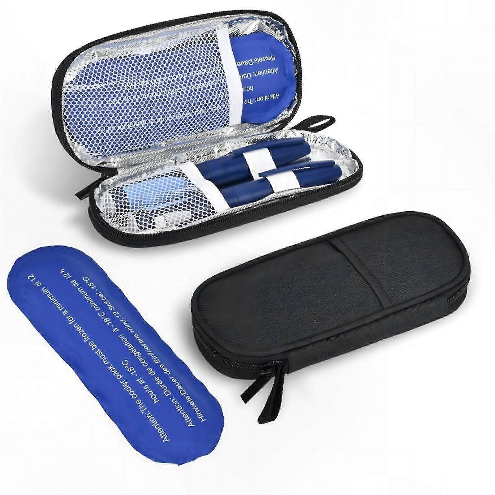 Diabetic Travel Cooler Bag with Insulated Protection and 2 Ice Packs for Medication Storage