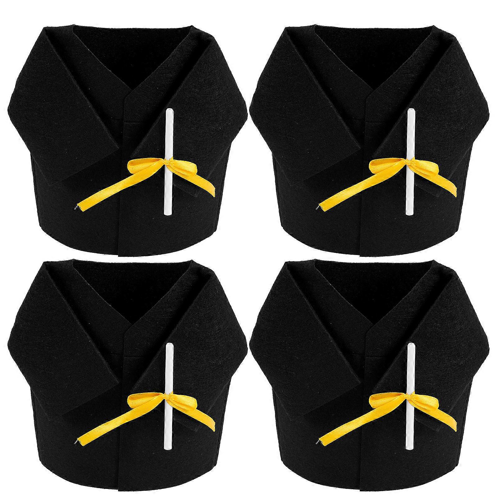 Mini Cap Shape Bottle Cover Bottle Dining Table Decor Black Cloth Material Decoration 4Pcs