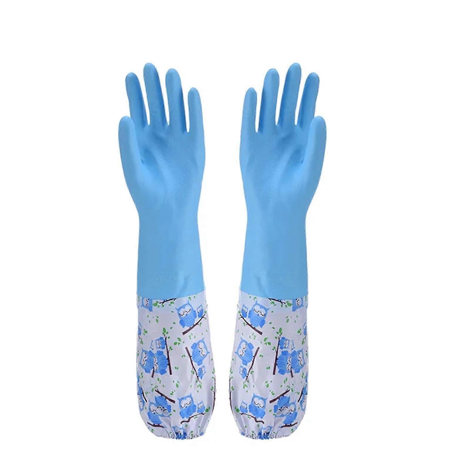 Household Gloves Kitchen Washing Dishes Cleaning Household Rubber Latex PVC Gloves for Laundry(Blue1) Single Layer Blue1 Ref: 6584
