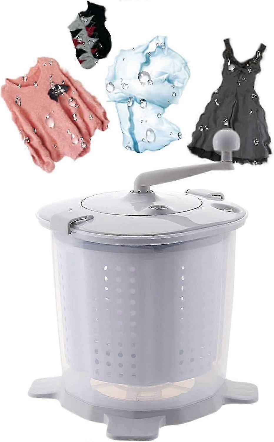 Machine à laver à main, machine à laver manuelle portable non électrique jusqu’à 1200 tr/min, laveuse à manivelle, solution de lessive rapide pour les blancs