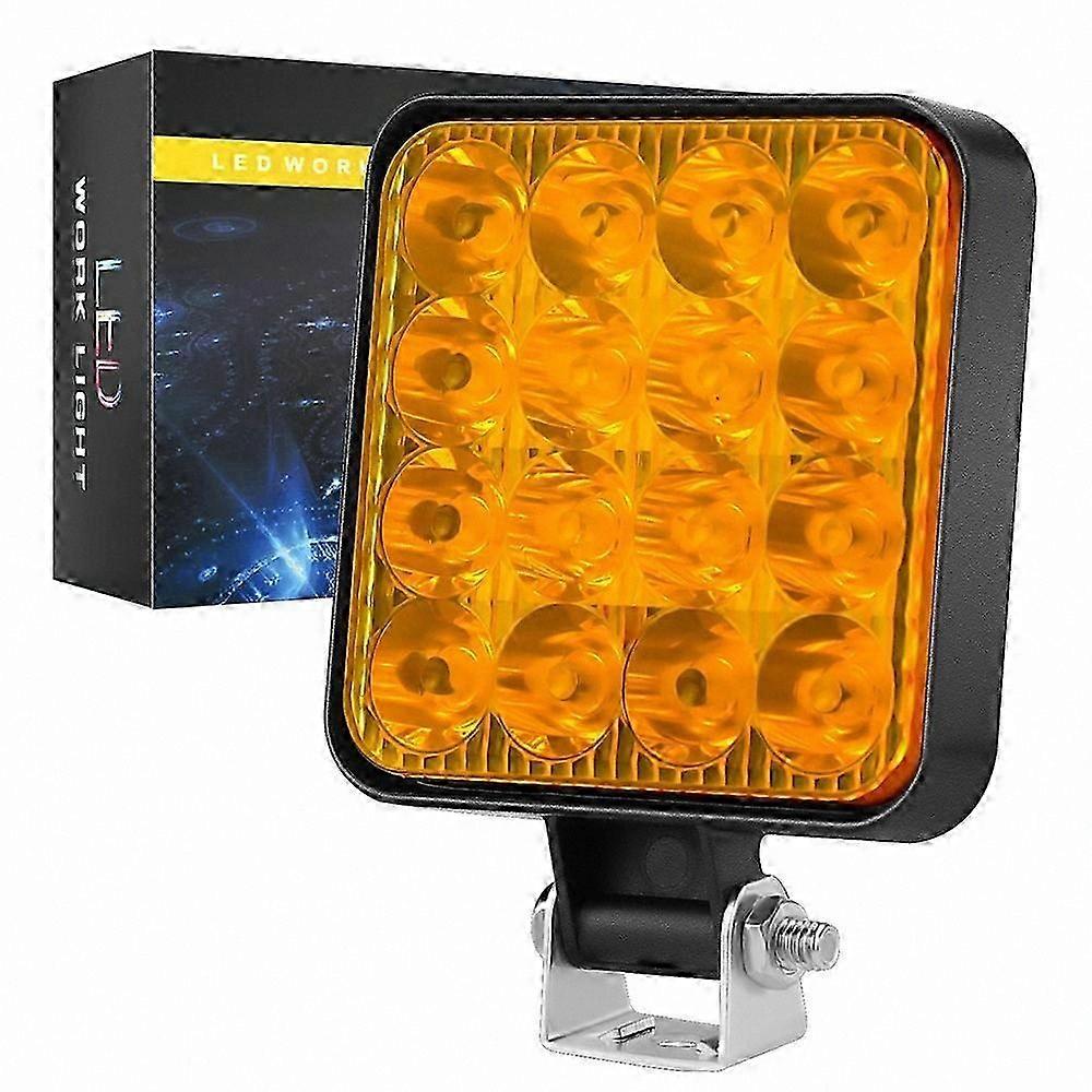 16-LED 48W 12V Square Off-Road Driving Work Light with Red Light and Waterproof Design for Vehicles