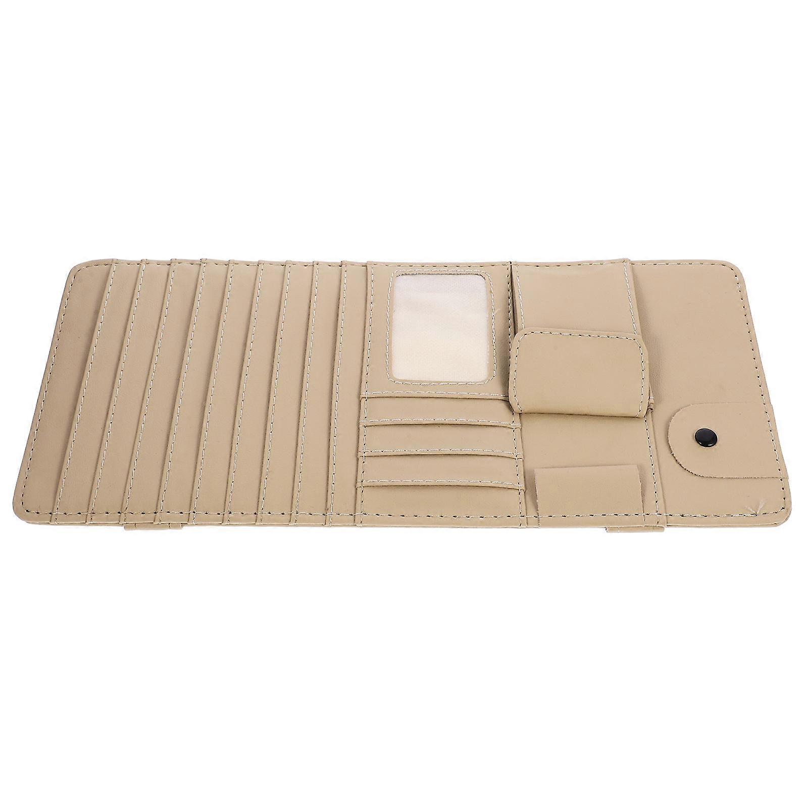CD Storage Organizer Bag For Visor Beige Designed For Drivers 1Set