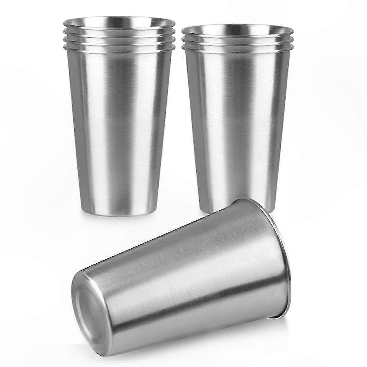 16 Oz Stainless Steel Cups, 8-Pack, Stackable Tumblers for Everyday Use