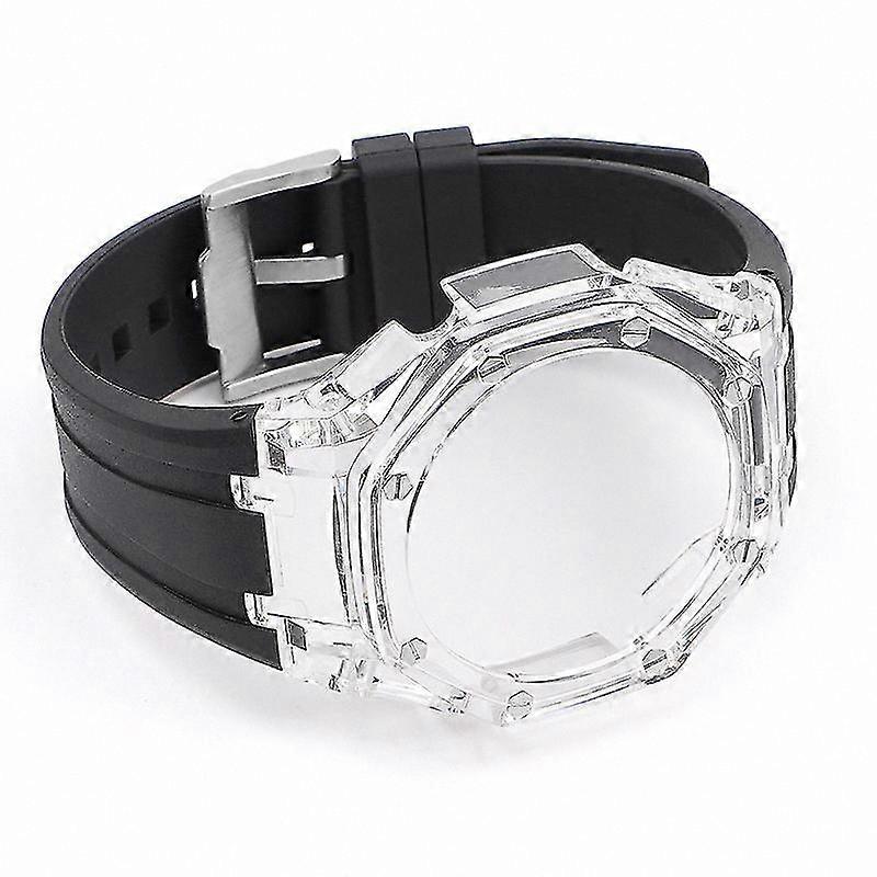 Viton Rubber Strap with Case for G-Shock GA2100 Series Silver/Gold Buckle
