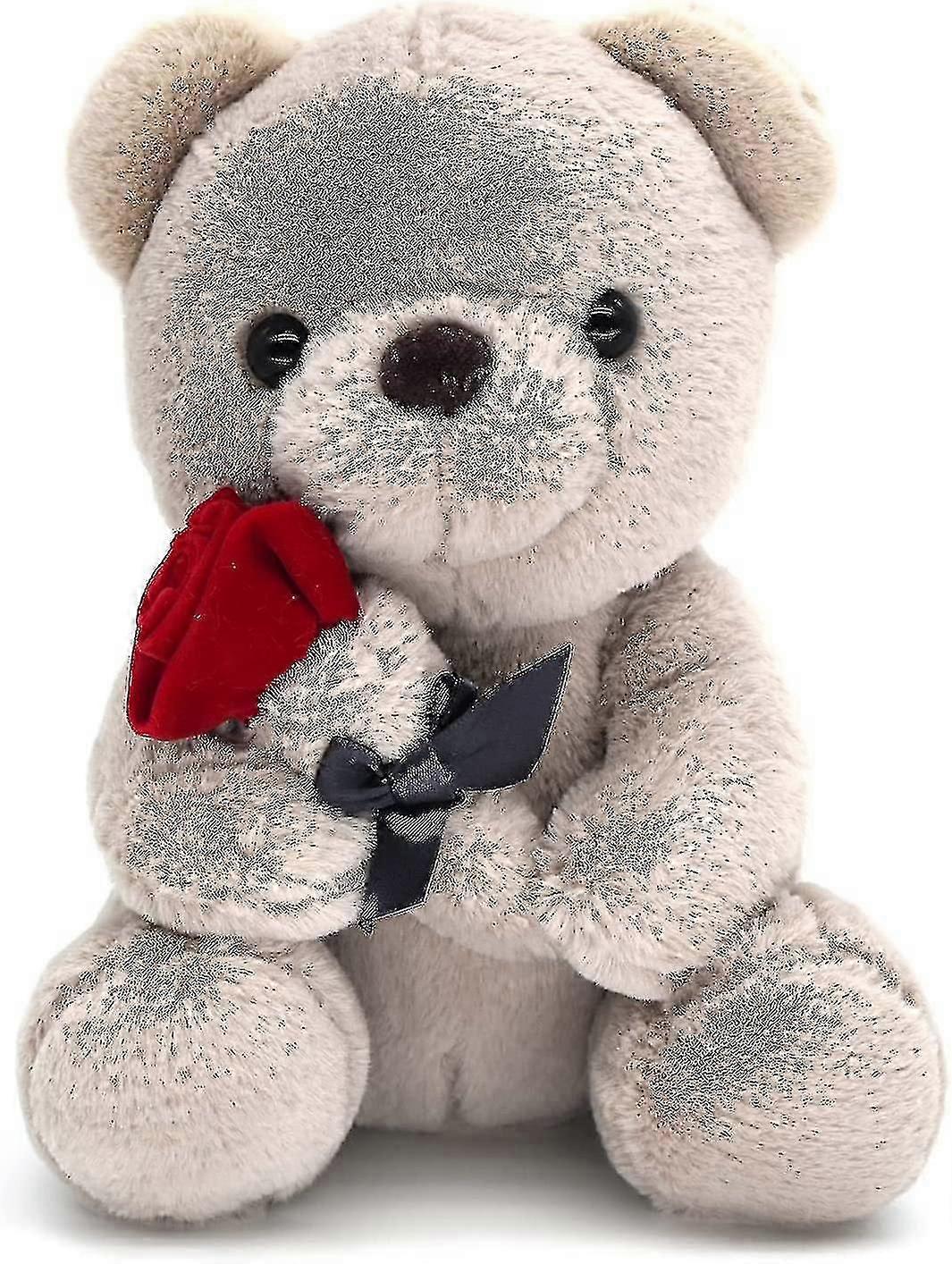 9.8 'バラとテディベア、柔らかいぬいぐるみベア人形ぬいぐるみぬいぐるみバレンタインデーの装飾ギフト彼女/ガールフレンド恋人ママキッズ(グレー)-b