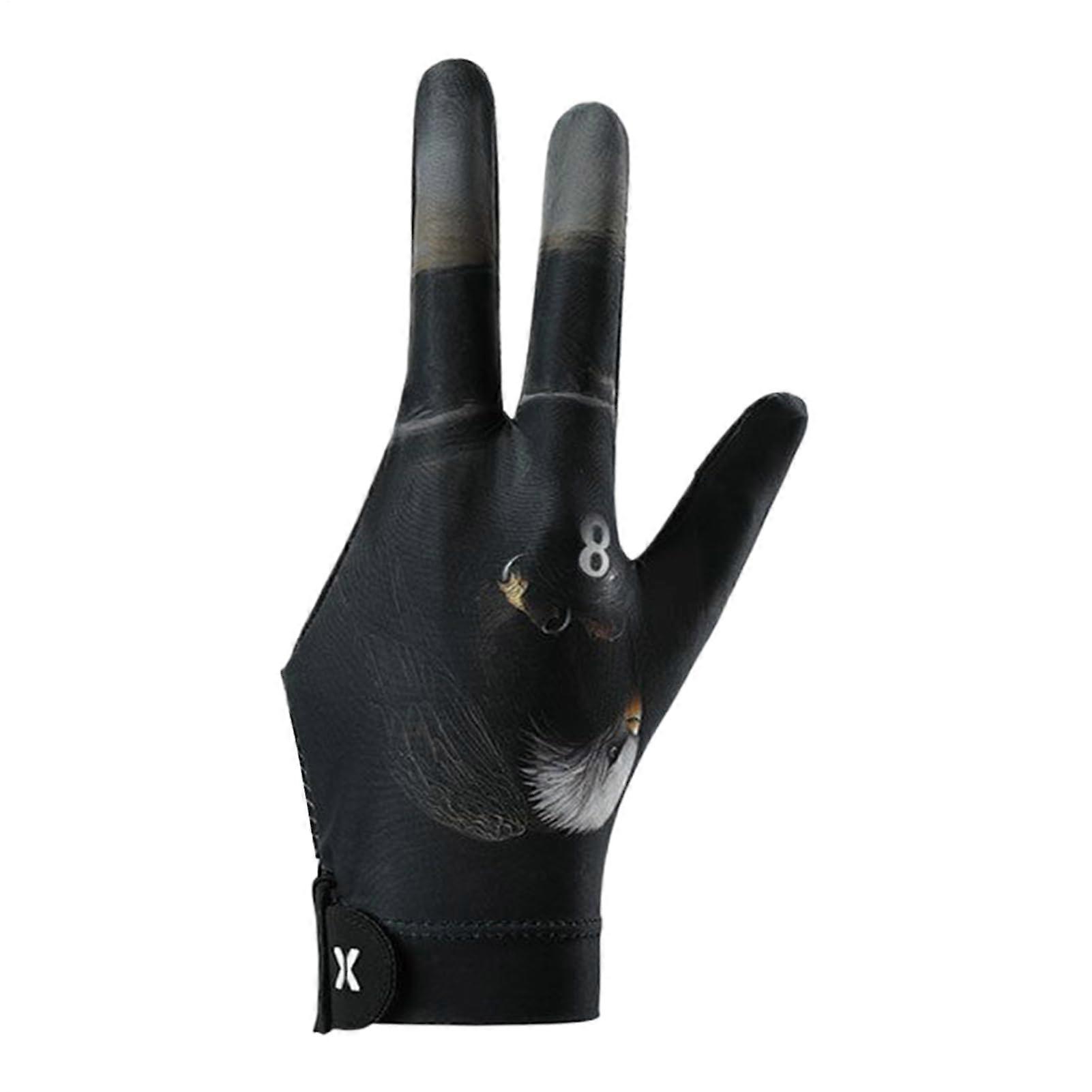 NonSlip Pool Glove 3Finger Pool Mitts LeftHand Elastic Adjustable Billiards Pool Cue Accessories For Men Women Eagle