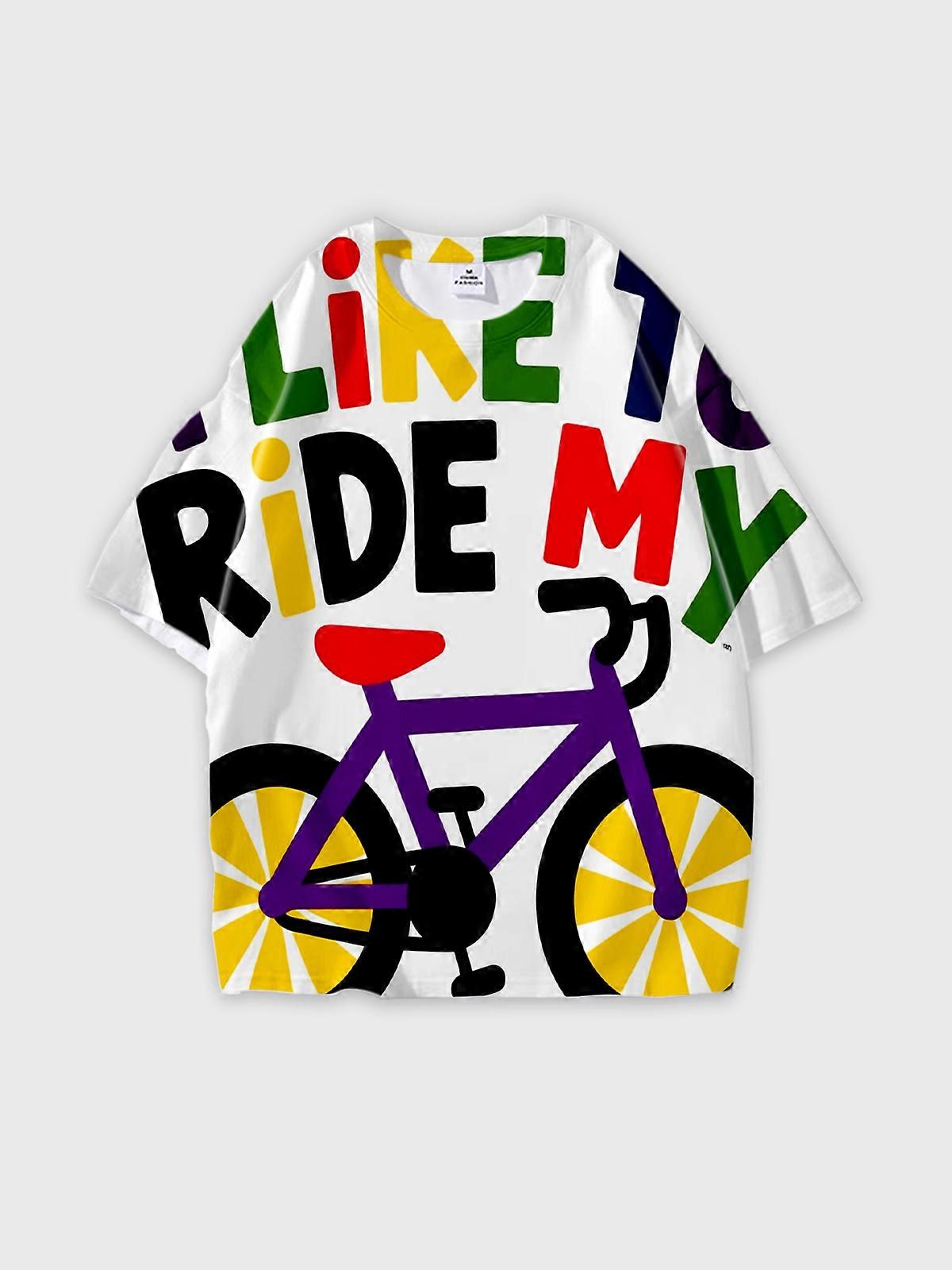 T-Shirt Round Neck, Loose Short Sleeve Pattern Graphic Tee, Unisex Summer Casual Top W2878