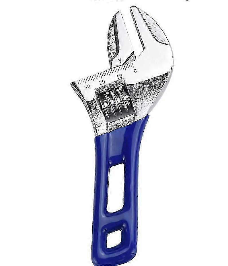 Adjustable Wrench And Pipe Wrench Adjustable Open-end Wrench  With Short Rubber Handle Tool For Quick Repairs (1 Pc, Silver Blue)