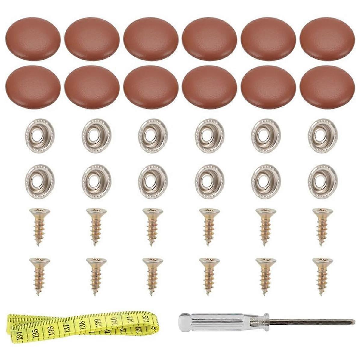 1Set Skinn Snap Polstring Knapper Passer For Tufting Møbler Seng Sovesofa, Bilsete RV Tak Brun