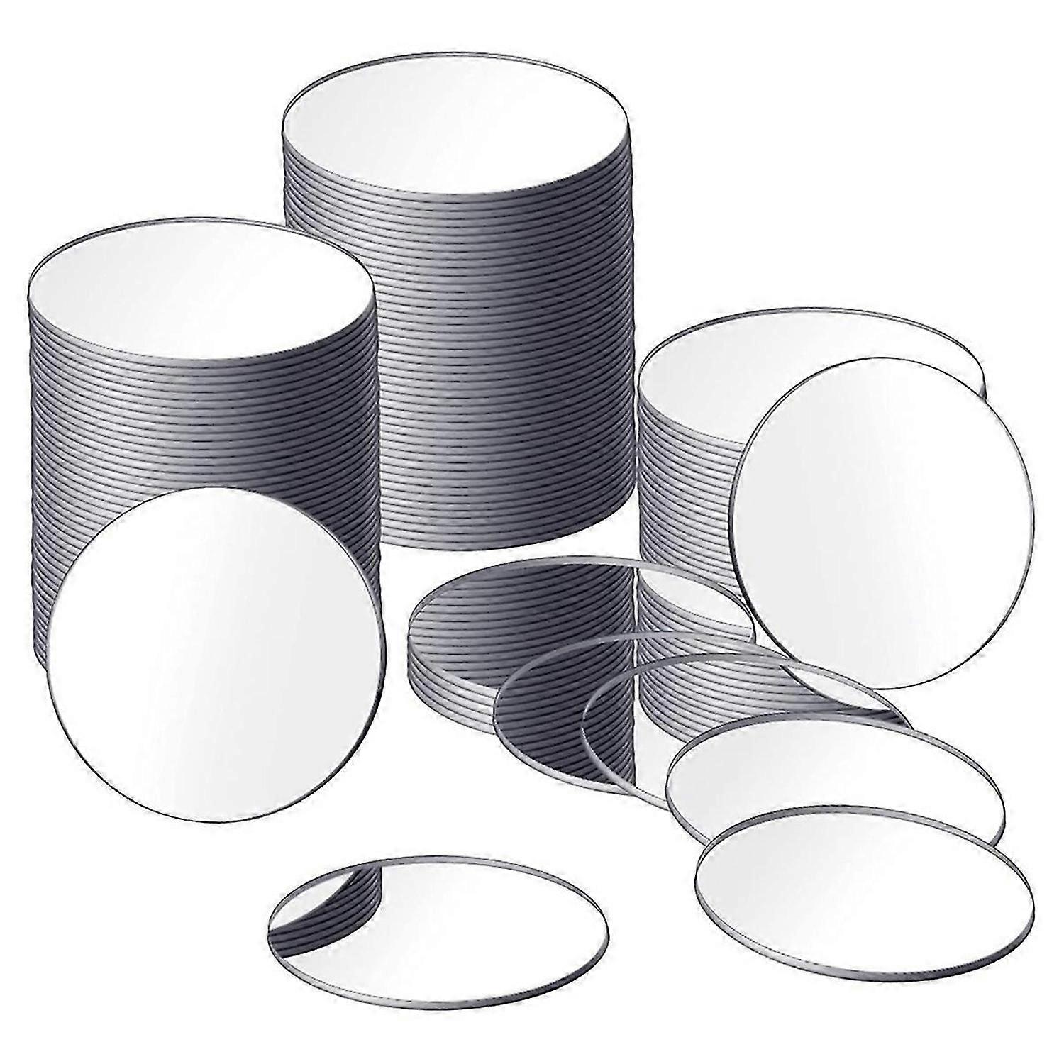 25Pcs Mini Adhesive Small Round Mirror for Crafts(3 Inch in Diameter)