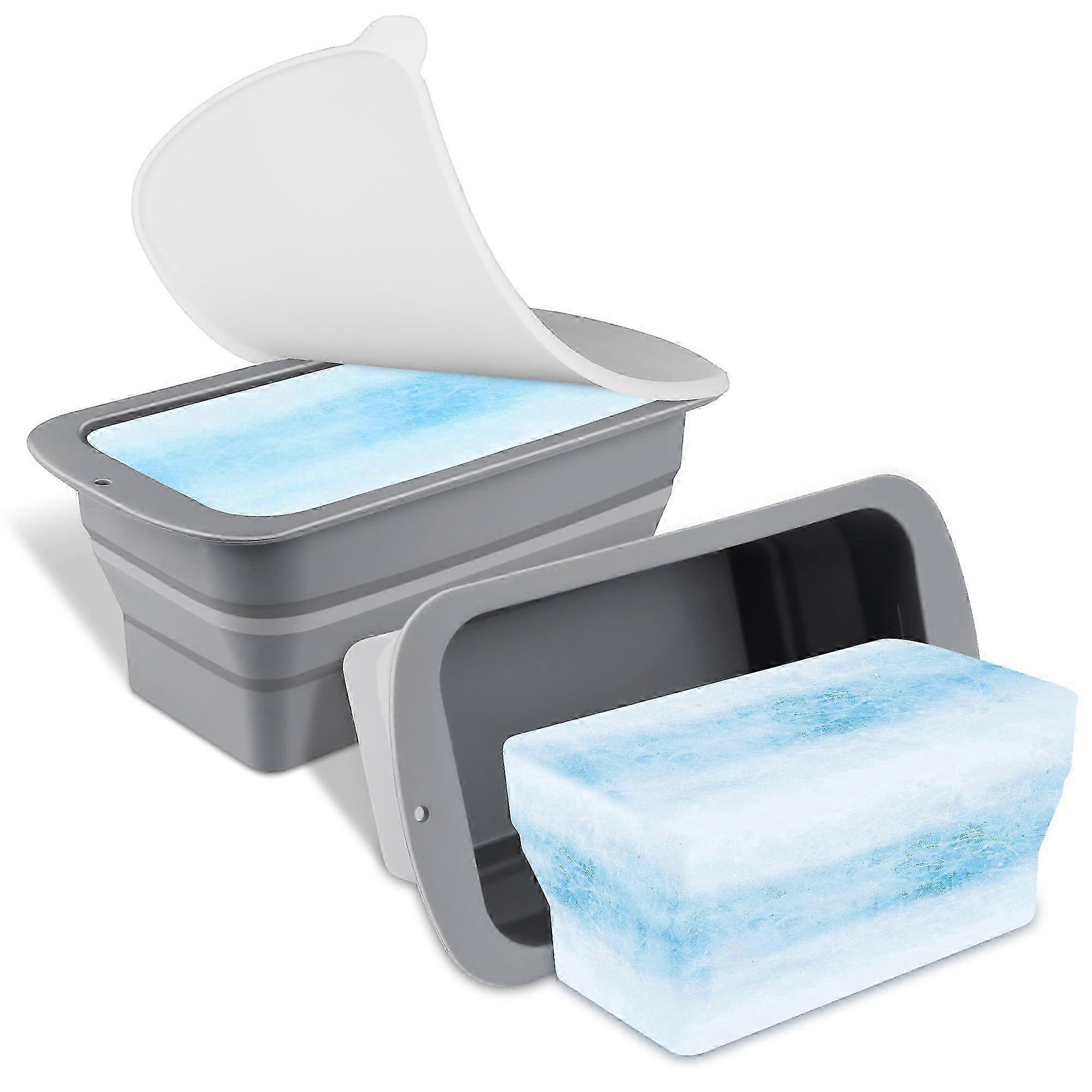 2 Pack Extra Large Foldable Reusable Silicone Ice Block Molds for Ice Bath Cold Plunge 9.6LB 2025