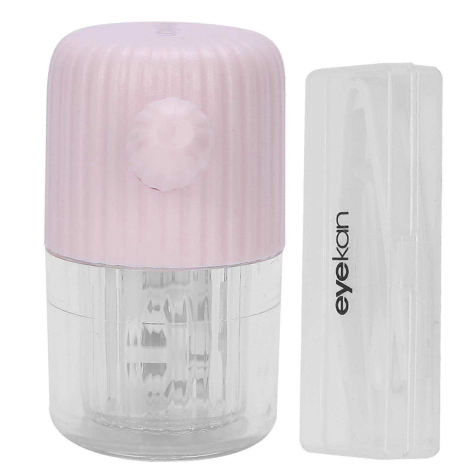 Portable Contact Lens Washer Manual Lens Cleaner Case Rotation Cute Cleaning DevicePink