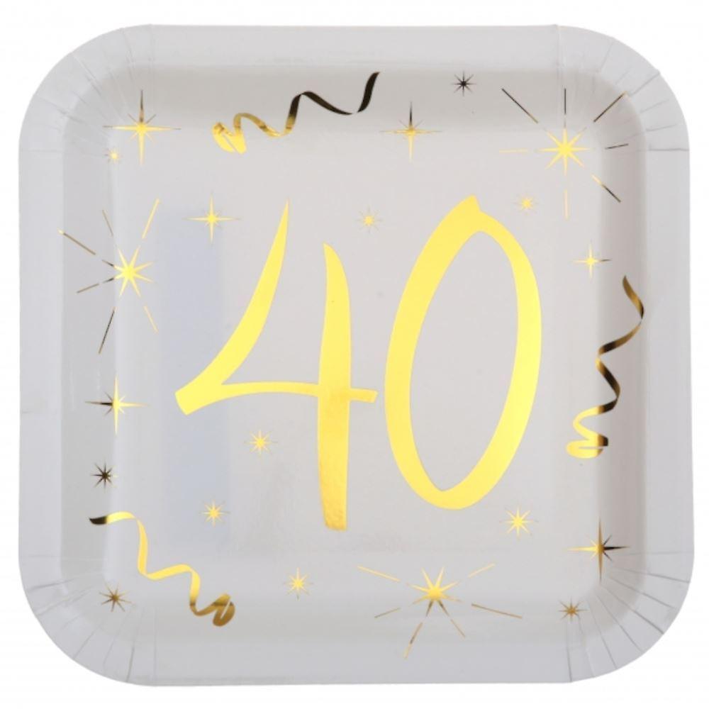 Age 40 Gold Square Plate