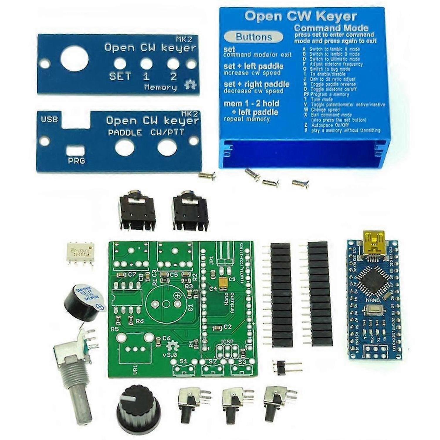 Open CW Keyer MK2 KIT with Metal Case CW Keyer MK2 KIT CW (DIY Kits)